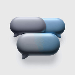Poster - Three 3D speech bubbles in shades of blue and grey symbolizing communication