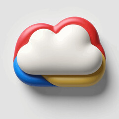 Poster - Colorful 3D Cloud Shape on White Background for Cloud Computing Concepts