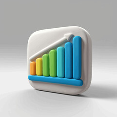Poster - Colorful 3D Bar Graph with Rising Arrow Representing Growth and Success
