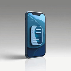 Poster - Blue Smartphone with Document Icon for Mobile Productivity