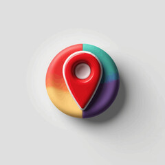 Poster - Red Location Pin on Colorful Round Background for Map and Navigation Concepts