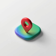 Poster - Red Location Pin on Gradient Square for Mapping and Navigation