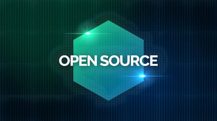 open source concept on abstract background. ideal for technology, software or development related pr