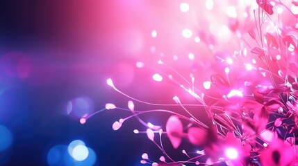 Poster - Dynamic 3D tech background in pink and blue tones with light trails and dark base