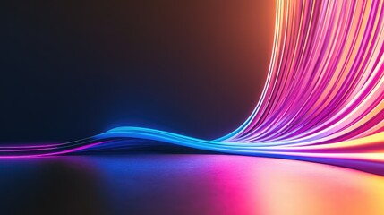 Poster - Pink-blue tech lines glowing over black surface, layered 3D effect