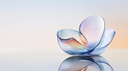 Poster - Smooth abstract ribbon in translucent glass with reflective surface below