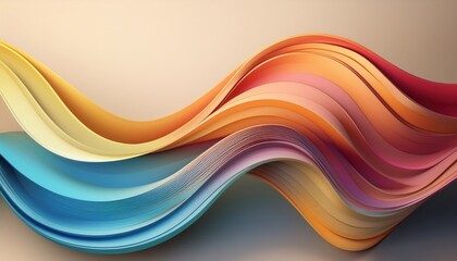 Poster - Dynamic waves of colorful paper art abstract studio setting digital artwork creative design modern aesthetic