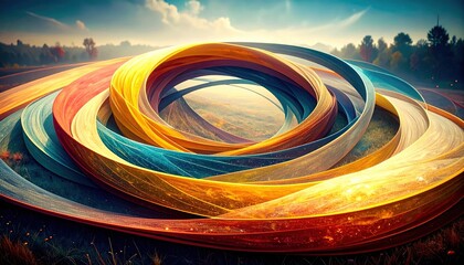 Poster - Dynamic swirling colors abstract landscape digital art nature aerial view artistic expression
