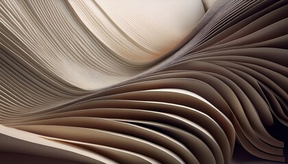 Poster - Dynamic flow of curved paper layers abstract art studio environment close-up perspective visual texture