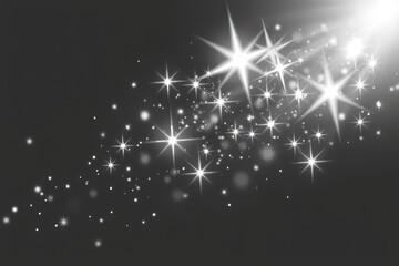 Aufkleber - Sparkling White Stars on Black Background, Twinkling Light Effects, Shining Starburst, Magic Glitter Trail, Cosmic Dust, Night Sky Fantasy, Mystical Glow, Dreamy Celestial Sparkle, art, 32k image