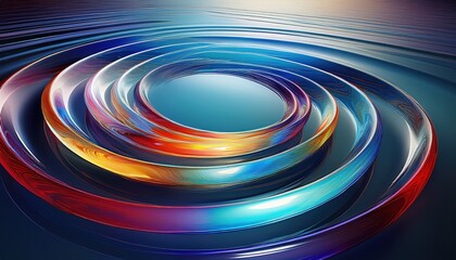 Fototapete - Dynamic water ripple patterns serene lake digital art tranquil atmosphere top-down view creative flow