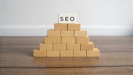 Poster - A pyramid made of wooden blocks with 