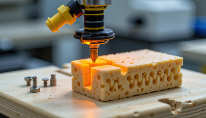 Poster - 3d printing technology creating orthopedic implants from foam material, showcasing precision