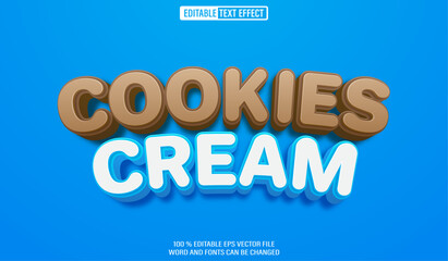 Poster - Editable 3d text style effect - Cookies Cream text effect Template
