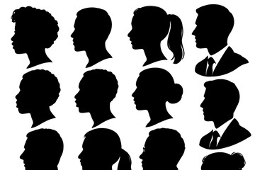 Poster - Silhouette icon set featuring diverse profiles for design and creative projects