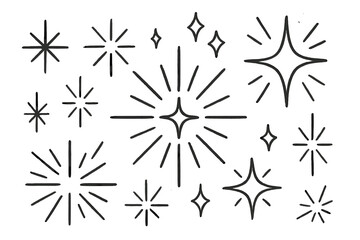  - Icon set featuring various star and sparkle designs for creative projects and digital applications