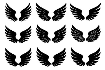 Poster - Icon set featuring various wing designs ideal for creative projects and graphic applications