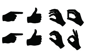 Poster - Icon set featuring various hand gestures for communication and expression in digital design