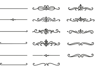 Poster - Elegant icon set featuring ornate decorative dividers and embellishments for graphic design projects