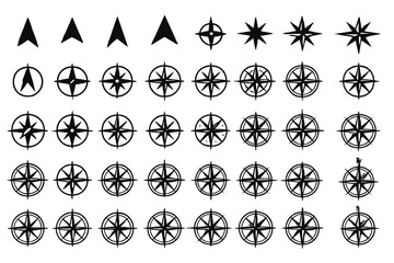 Poster - Collection of diverse compass icons ideal for navigation-themed design projects and applications