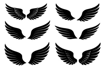Poster - Different styles of black wing icons designed for various creative projects and graphic applications