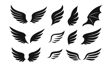 Poster - Collection of black wing icons suitable for various design projects and creative applications