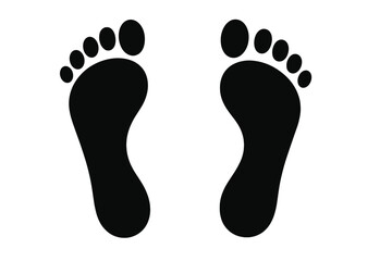 Fototapete - Black silhouette icon set of human footprints suitable for various design projects and creative applications
