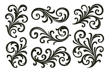 Poster - Elegant icon set featuring ornate floral motifs ideal for various design applications