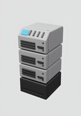 Poster - Isometric Server Stack Illustration with Clean, Minimalist Design Approach