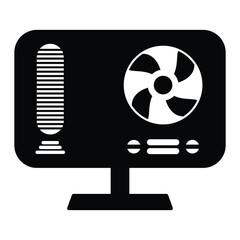 Poster - Cooler icon. Simple electric cooler vector illustration silhouette symbol website logo design. Flat style Ac cooling fan icon isolated on white background. Electric cool vector sign symbol.