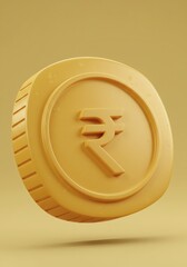 Aufkleber - Isolated golden coin with indian rupee symbol, on monochrome background