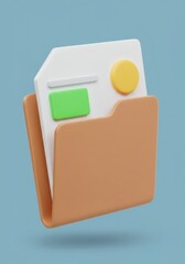 Poster - A 3D Illustration of a File Folder Icon with Colorful Elements inside