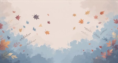 Leinwandbilder - Image shows leaves blowing in a peaceful scene, light shining through trees. The image has an autumnal feel, peaceful and welcoming. It gives off an airy, breezy vibe. The leaves have various colors.