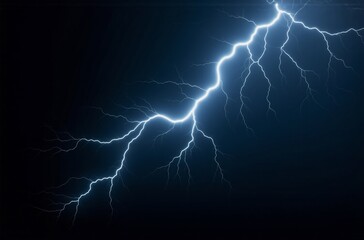 Poster - A dramatic, bright bolt of lightning against a dark, moody sky.  The electric blue streaks illuminate the night with raw power.