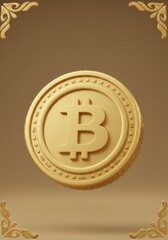 Aufkleber - Elegant Golden Bitcoin Coin with Decorative Accents for Digital Finance