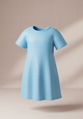 Poster - Pastel Blue Dress on a Beige Background with Soft Shadows for Fashion Concepts