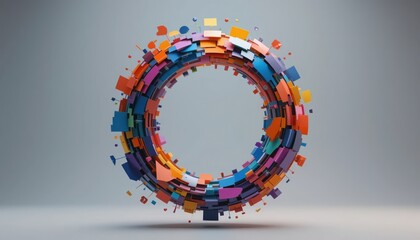 Poster - Dynamic colorful shapes creating a circular motion abstract art installation digital environment 3d viewpoint modern design concept