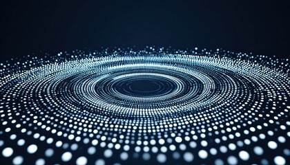 Poster - Dynamic circular motion of light particles digital space abstract visualization virtual environment aerial view concept of data and technology