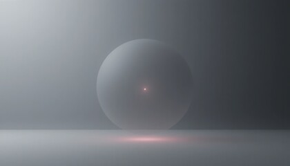 Poster - Mysterious floating sphere digital realm abstract visualization minimalistic environment central perspective conceptual art exploration