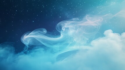 Wall Mural - Celestial Smoke with Night Sky, and Clouds.