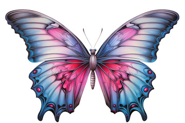 Aufkleber - Illustration of a butterfly with pink and blue wings against a transparent background design art png