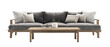 © yendisupiandi - Elegant studio shot of a modern gray sofa set with wooden frame and accompanying table