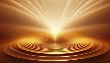 Poster - Radiant golden light spreading across circular waves abstract digital art home environment artistic viewpoint concept of harmony and balance