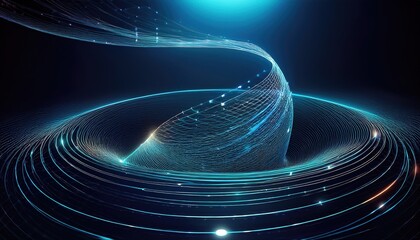 Poster - Dynamic spiral motion of light particles in a futuristic digital environment abstract graphic visual high-energy vibe conceptual art