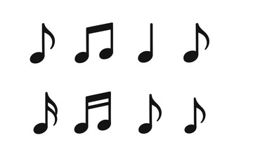 Poster - Collection of musical note icons showcasing various styles and designs for creative projects and digital media