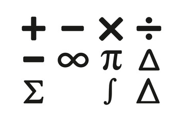 Poster - Collection of mathematical symbols presented in a clear and modern icon set for educational resources or design projects
