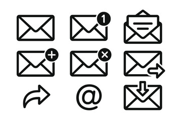 Poster - Icon set featuring various email symbols for communication and messaging purposes