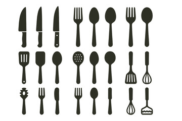 Poster - High-quality icon set featuring various kitchen utensils for culinary design purposes