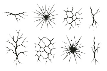 Poster - Abstract icon set featuring various crack and fracture designs for graphic use