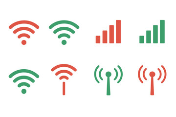 Leinwandbilder - Set of wifi and signal icons showcasing various connection strengths in a minimalist design suitable for digital applications